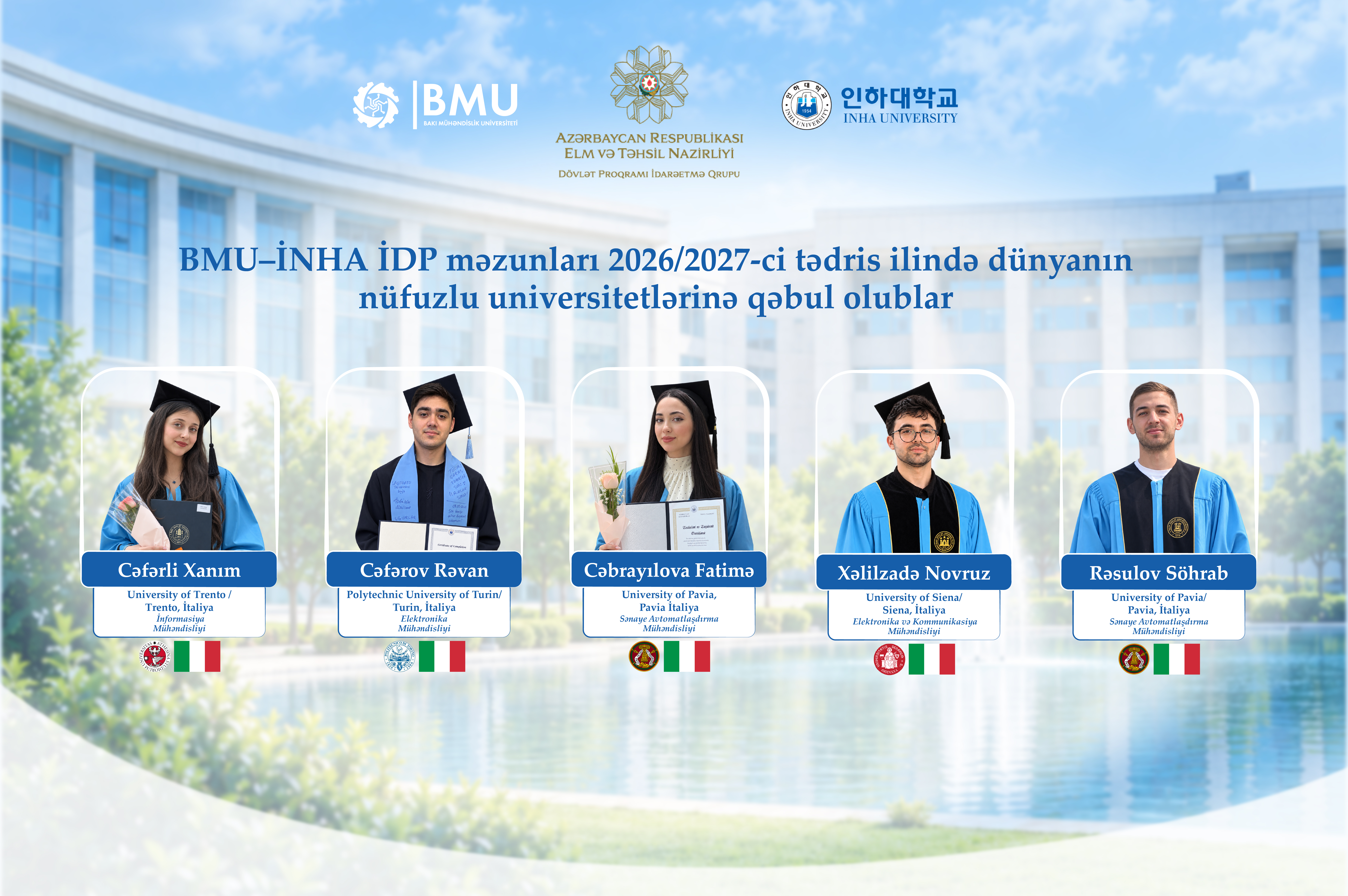 BMU–İNHA İDP məzunları İtaliyanın nüfuzlu universitetlərində təhsillərini davam etdirəcəklər